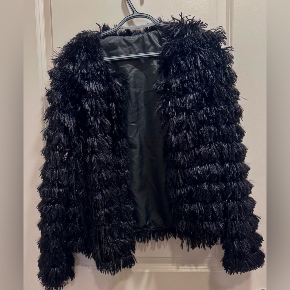 Black Faux Fur Jacket size small